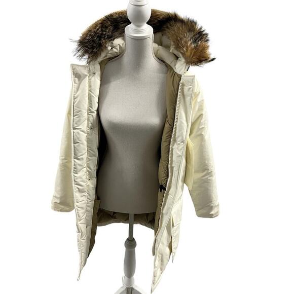 Woolrich Arctic Parka Coat Winter Jacket Vintage Designer Beige Size XS Unisex - Picture 3 of 10